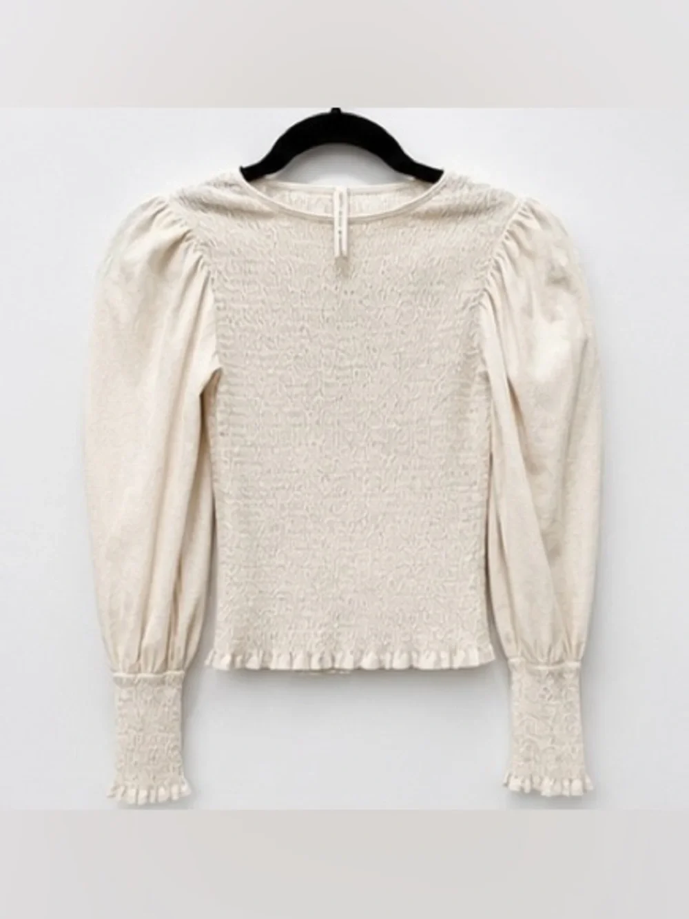 Anthropologie Smocked Puff-Sleeved Top Ivory XS Romantic Cottagecore $98
